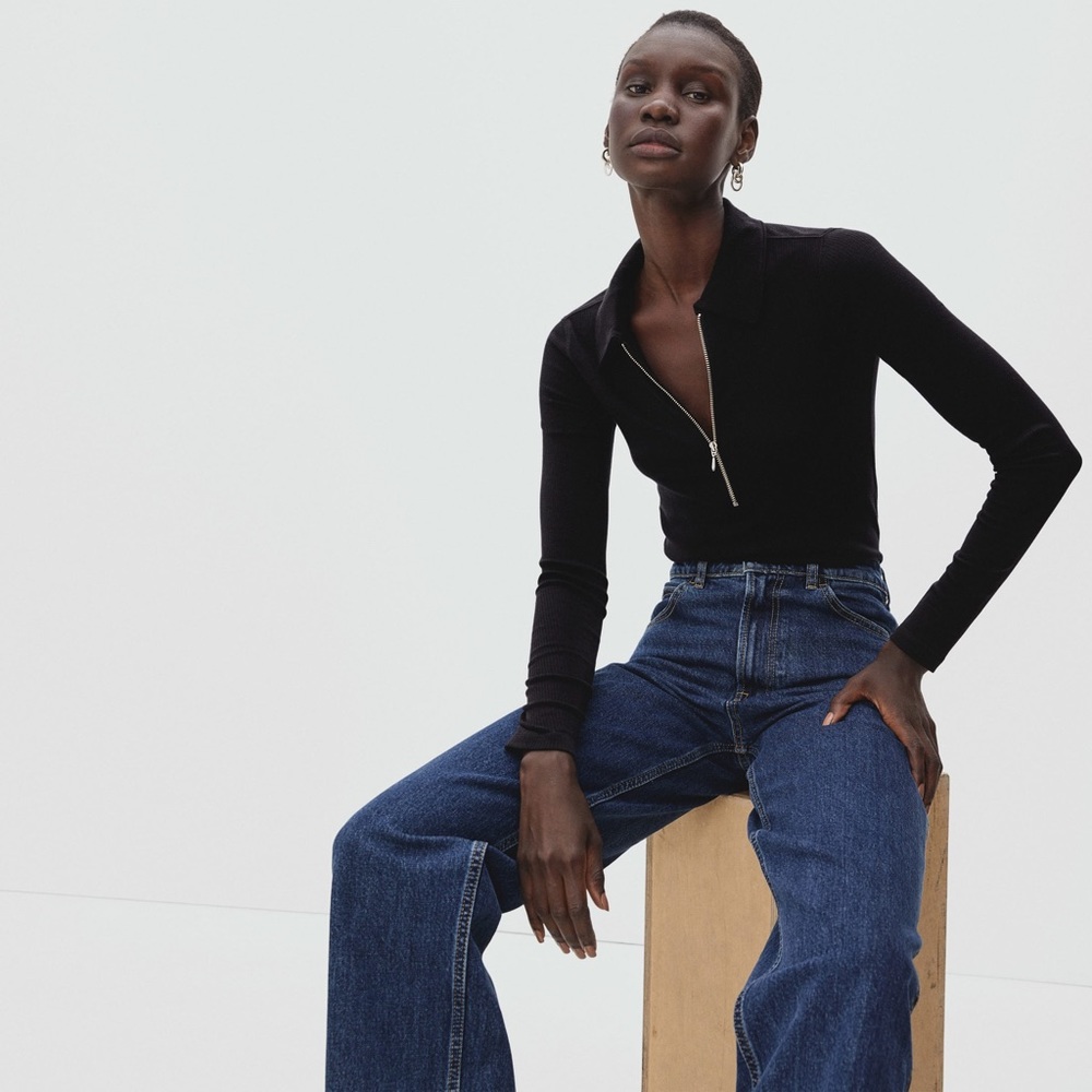 Everlane Super Soft Zip Polo Medium Black